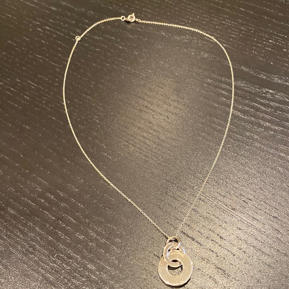Double disk Tiffany necklace.  Sterling silver